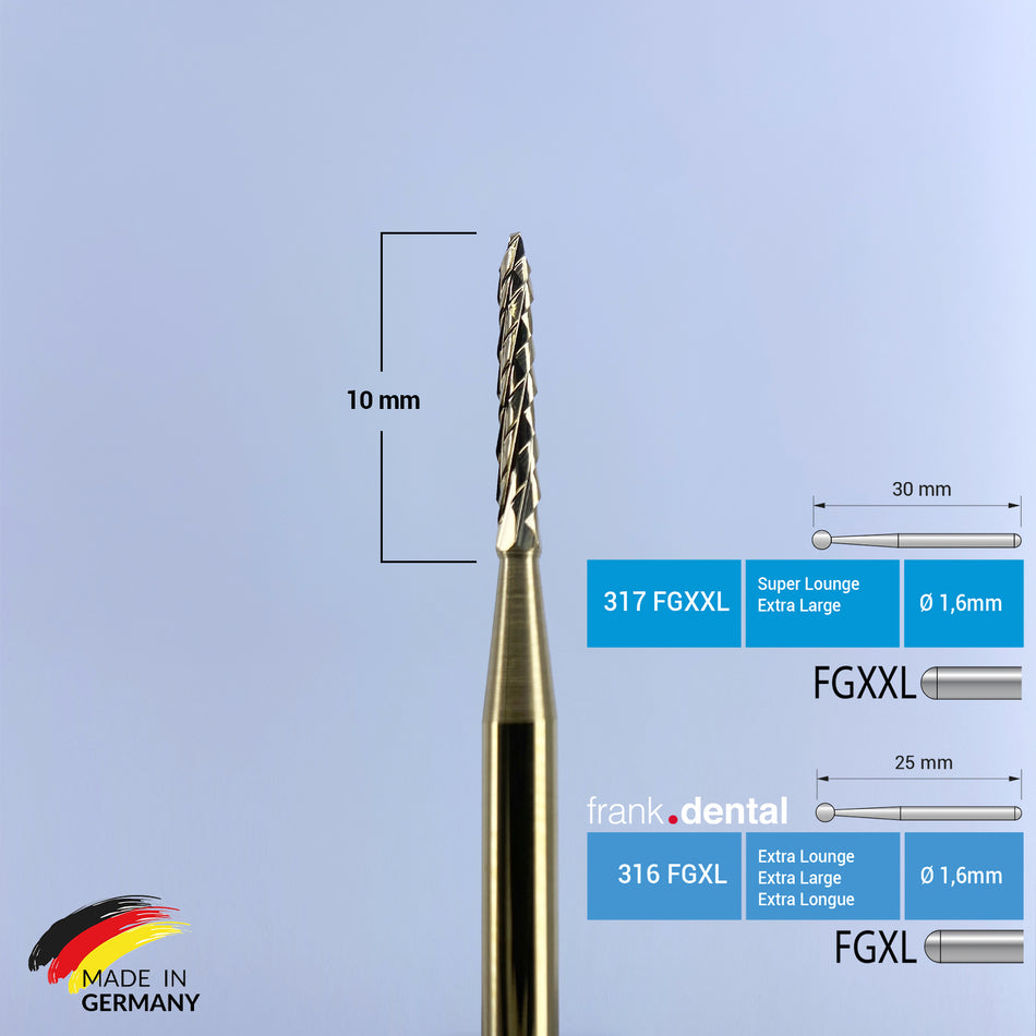 Titanium Coated Carbide Lindemann Bone Cutter - 162A  FGXL -FGXXL