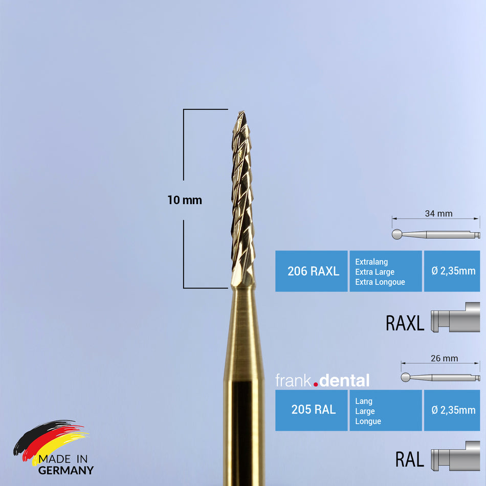 Titanium Coated Carbide Lindemann Bone Cutter - 162A RAL - RAXL