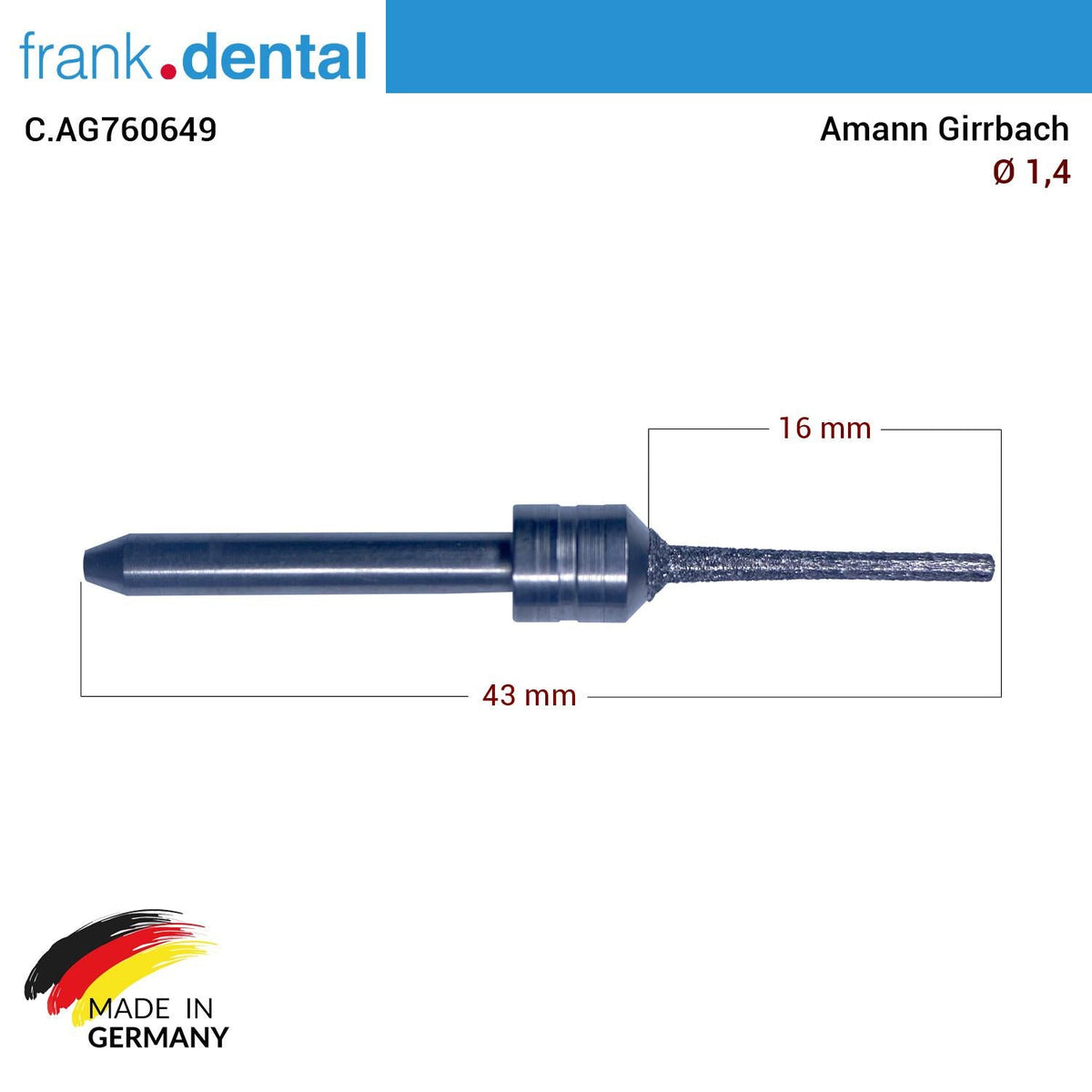 Dentreal - Amann Girrbach Diamond Cad Cam Drill 1.4 mm