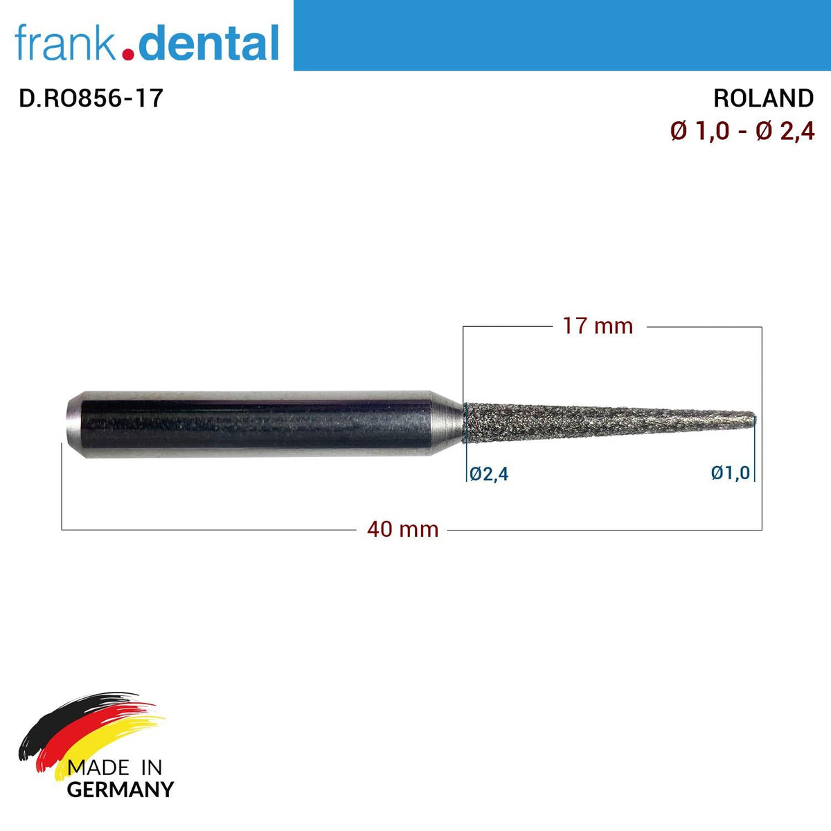 Dentreal - Diamond Milling Drill 1.2 mm - for Roland Milling Machine