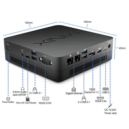 Minix - Minix Mini PC Intel i7 - 10510U 16GB Ram 512GB M2 SSD Win 11 Pro