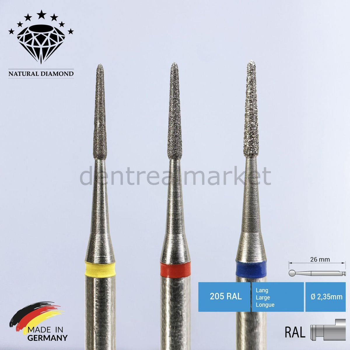 Frank Dental - Natural Diamond Perio Bur - Periodontal Bur 831 - 1 Pcs