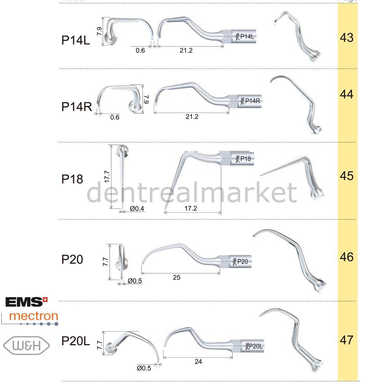 Woodpecker - Periodontal Scaler Tips for Ems,Mectron - Periodontal Tips - Ultrasonic Scaler Tips