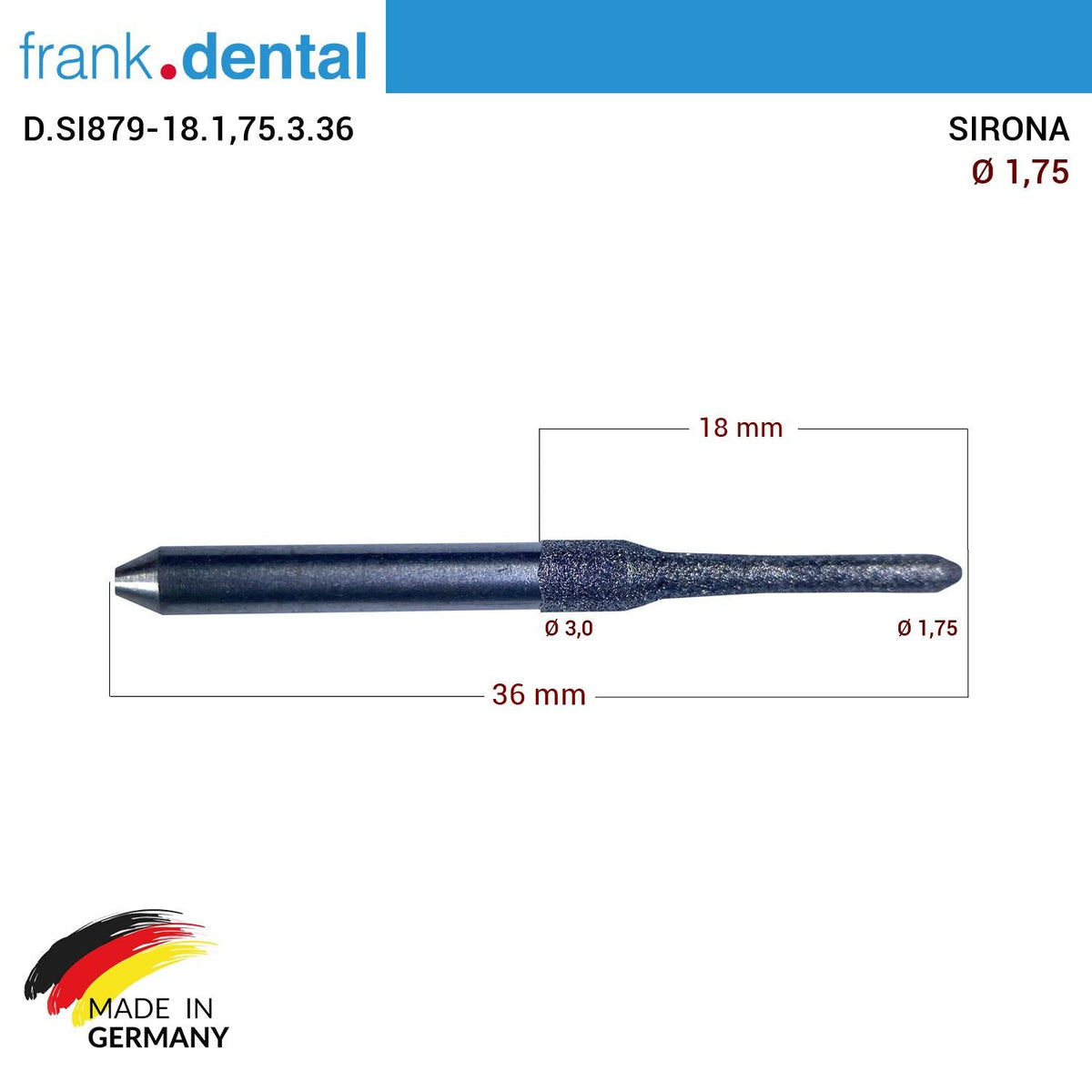 Dentreal - SIRONA Diamond Cad Cam Drill 1.75 mm