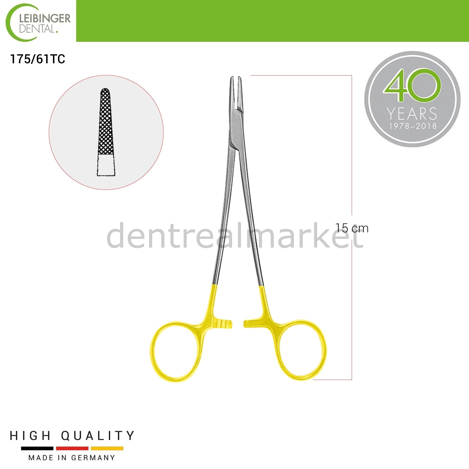 DentrealStore - Leibinger Crile Wood Needle Holders TC - Tungsten Carpide - 15 cm